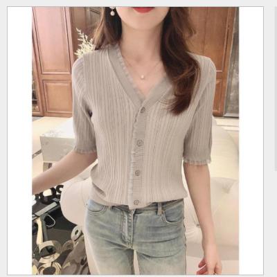 China Anti-wrinkle ice crystal decorative one-piece lace knitted cardigan for sale