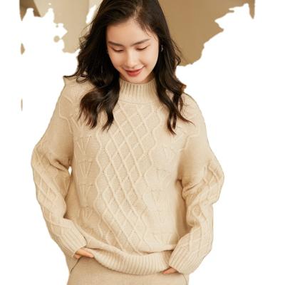 China 2021 Autumn and Winter 2021 Autumn and Winter Anti-wrinkle Women's Cashmere Loose Sweater Top Half Thickened Sweater Women's Half Sweater for sale