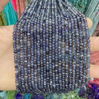 China Polished Beads Strand Size Beads Link On Real Stones Pick 4*3Mm Natural Iolite Stone Beads For Jewelry Making for sale