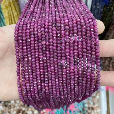 China Polished Beads Strands 4*3mm Simple Semifinished Ruby Natural Stone Beads Diy Jewelry With Bead Spacer for sale