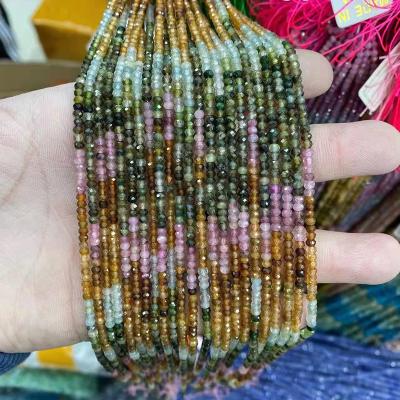 China Polished Beads Strand 3*2mm Mix Single Tourmaline Natural Stone Beads Semi-finished Diy Jewelry With Beads Spacer for sale