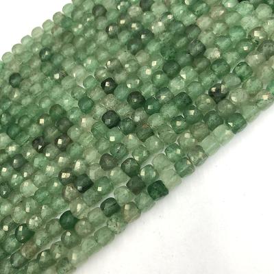 China 4mm Trendy Cube Strawberry Quartz Bracelet Natural Green Beads for sale