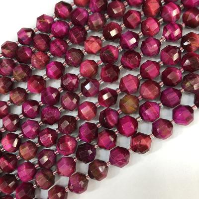 China 10mm Double Tip Fashionable Gem Stone Rose Red Tiger Eye Loose Beads for sale