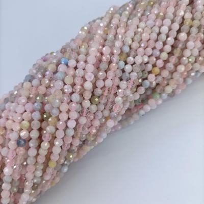 China Polished Beads Strand Size Beads Link On Real Stones Pick 4Mm Morganite Stone Beads For Jewelry Making for sale