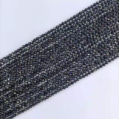 China Polished Beads Strand Hot Selling 2/3/4mm High Quality Black Spruce Stone Bead Gem Stone In Bulk Natural for sale