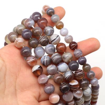 China Fashionable Natural Loose Stone Beads 10mm Crystal Stone Botswana Agate Beads Jewelry for sale