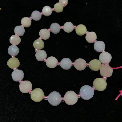 China Trendy 8mm Lantern Type Loose Morganite Stones Beads Bracelet for sale