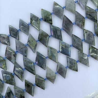 China Polished Beads Strand 16-28mm Natural Stone Flat Rhombus Beads Crystal Beaded Strings Necklace Crystal Labradorite Beads for sale