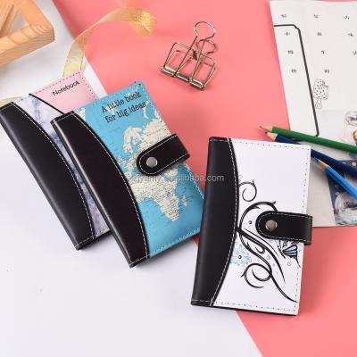 China Write good quality A2 recycle pattern custom soft leather line cover notebook with button lock for sale