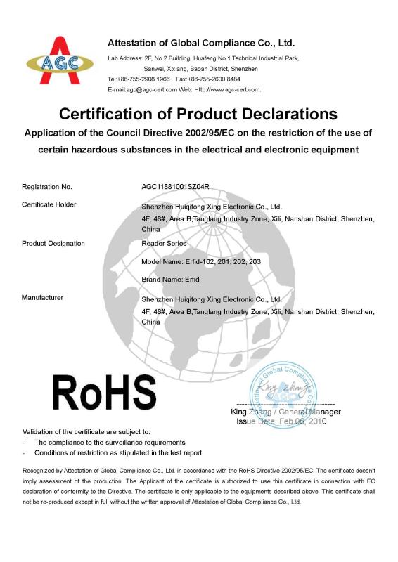 ROHS - Shen Zhen Junson Security Technology Co. Ltd