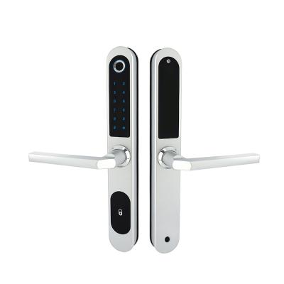 China Intelligent Wifi Smart Home Fingerprint Card Biometric Glass Door Lock 4pcs AA batteries for sale