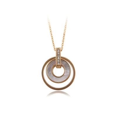 China Customization Ornaments Personalized Classic Style Custom Round Double Hollow Circle Pendant Women Gold Chain Necklace for sale