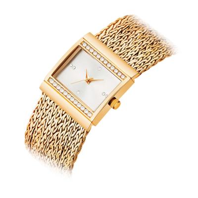 China Hot Selling Ladies Fashion Leather Bracelet Square Waterproof Diamond Quartz Wrist Bracelet Watch Gift Set for sale