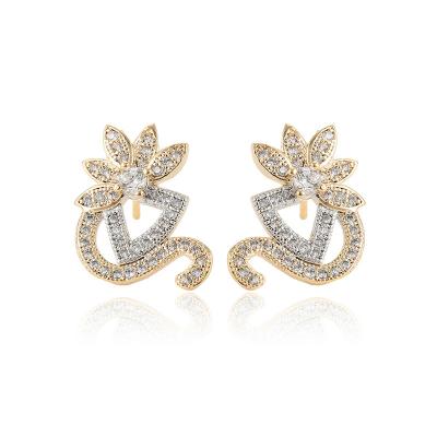 China Fashion 2020 Trendy Earrings Korean Style Custom Gold Plated Zircon Ear Piercing Earring Studs Earring for sale