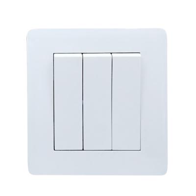 China Security Wall Switch RTS-Thin Steel 3 Strip 2way Hotel-Residence Multi-Purpose 10A White Switch for sale