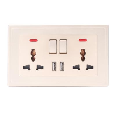 China New Product Residential Unique Design Single Switch Multi Function Wall Switch and socket13A mulity light+2USB for sale