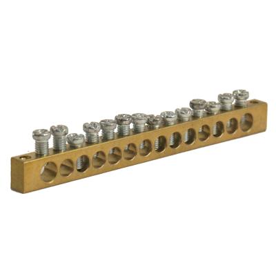 China Bar 14 Holes Ground Terminal Block Wire Screw Terminal Brass Copper Electrical Neutral Link for sale