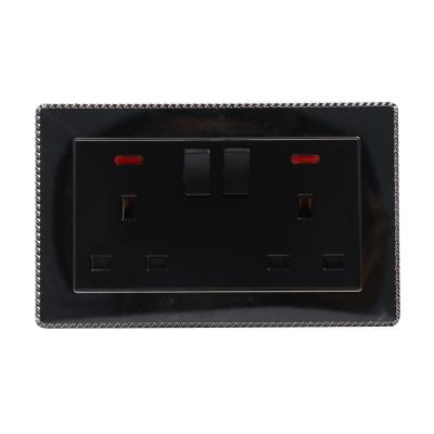 China Simplicity 250v 13 Amp Dual Mode Electric 2 Strip Wall Switched Socket British Standard Black for sale