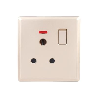 China UK Fashion Simplicity 15A Switched Socket With Single Pole Neon Gold Color Power Socket Plug for sale