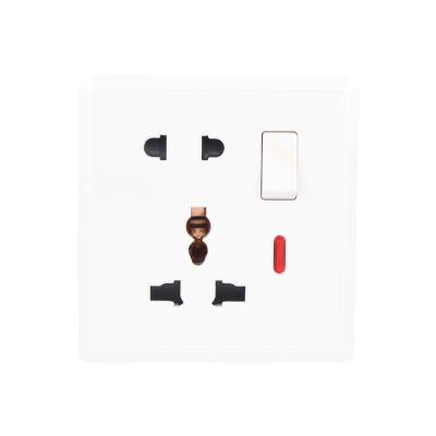 China Fashion Simplicity Top Quality Universal 5 Pin Switched Socket With Neon Wall Plug for sale