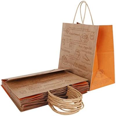 China Recyclable Restaurant Take Out Kraft Paper Bags Wholesale Fast Food Delivery To Go Eco Friendly Biodegradable Paper Bags For Food Catering for sale