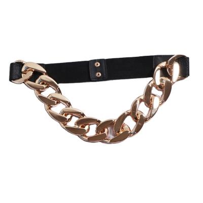 China CHICEVER Minimalist Elegant Black Elastic Female Korean Fashion Patchwork Chain Belt TPD629473 for sale