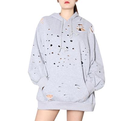 China TWOTWINSTYLE Breathable Causal Ripped Sweatshirt Women Loose Long Sleeve Hoodie Fashion New 2020 for sale