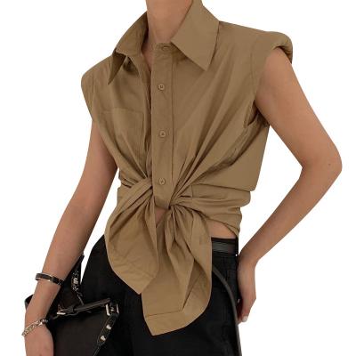 China CHICEVER Breathable Loose Casual Sleeveless Blouse For Women Korean Minimalist Fashion Clothes 2020 New for sale