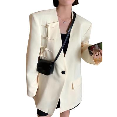 China CHICEVER Breathable Patchwork Buttons Blazers For Women Oversized Casual Coats Female Clothing New 2022 for sale