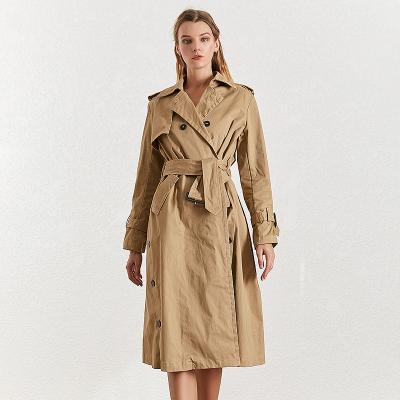 China CHICEVER Solid Spring Women Anti Wrinkle Belt Brand Lapel Breathable Crossover Anorak for sale