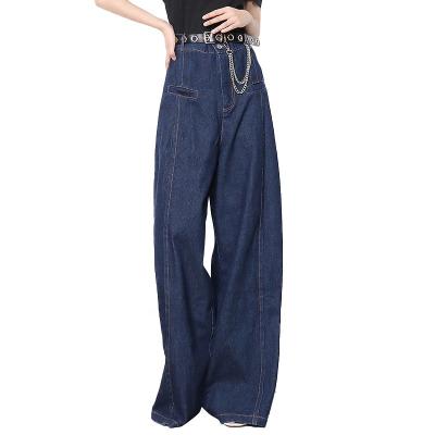 China CHICEVER Plus Female Viable Solid High Waist Minimalist Casual Loose Waist Wide Leg Wide Leg Pants for sale