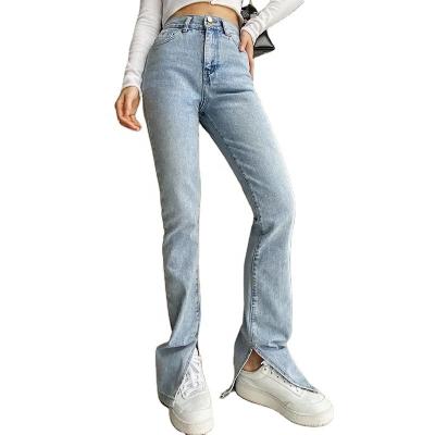 China CHICEVER Sustainable Jeans Minimalist Vegan Denim High Waist Integral Straight Casual Female for sale