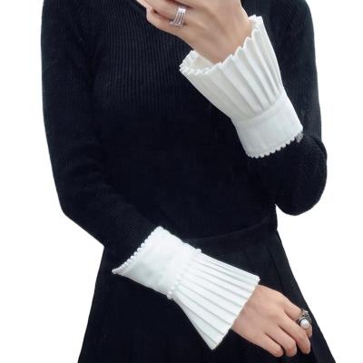 China CHICEVER Fashion Women Ruffles With Beading Pleated White High Quality Cuff New Casual Ruffles TCU10801 for sale