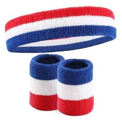 China Adjustable Elasticity Breathable Sweatbands Set Head And Wrist Sweat Bands Terry Cloth Sweatbands For Tennis, Working Out, Sports, Basketball, Gym, Exercise for sale