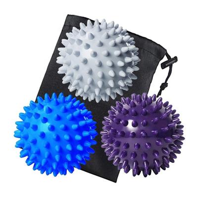 China Portable Spike Pack of 3 Muscle Roller Lacrosse Balls Massage Balls for Fasciitis Back Shoulder Pain Relief Foot Plantar Muscles for sale