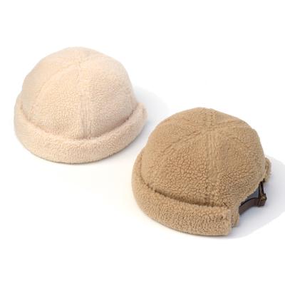 China Casual Faux Lamb Wool Hat Winter Sailor Docker Hat Biker Cap Vintage Faux Brimless Hat Thick Warm Unisex COMMON Fur Shorts for sale