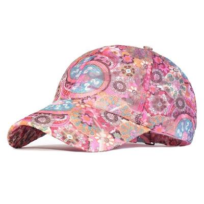 China COMMON Breathable Mesh Embroidered Baseball Cap Summer Sun Hat Outdoor Sports Hat Quick-drying Hat Floral for sale