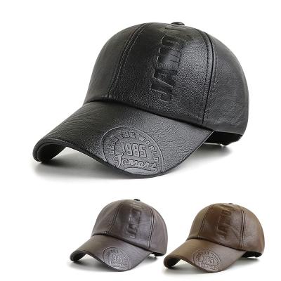 China High Quality Snapback Hat Men's COMMON PU Leather Baseball Cap Winter Trucker Hat Autumn Winter Hat for sale