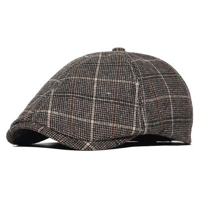 China Octagonal Detective Retro Flat Caps Vintage Blend Wool Beret Hat Ivy Newsboy Cap Lattice Warm Classic Thick Striped Winter for sale