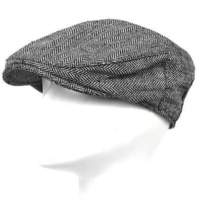 China Striped Herringbone Newsboy Covers Ivy Cap Soft Lattice Beret Unisex Casual Flat Hat Driving Taxi Driver Hat for sale