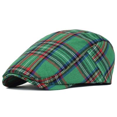 China Outdoor Casual Newsboy Ivy Cap Duckbill Flat Cap Fashion Lattice Stripe Berets Summer Spring Hat Plaid Striped Sun Visors for sale