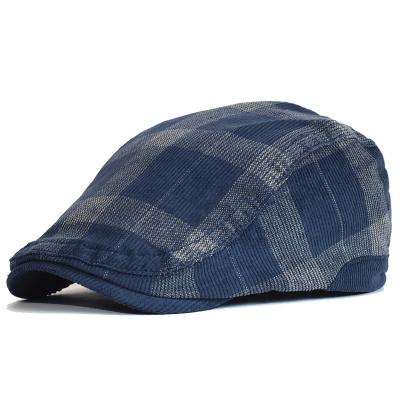 China Winter Vintage Plaid Beret Hat England Gatsby Hat England Gatsby Hat Mens Womens Mens Thick Driver Hat Retro Plaid Corduroy Thick Hat for sale