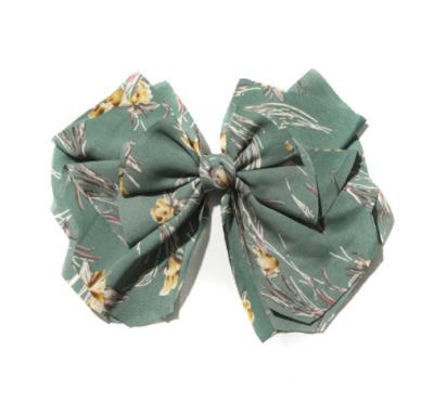 China JIRIS style small fresh floral hair pin metal butterfly hair clip big bow European and American silk oversized wild hair accessories for sale