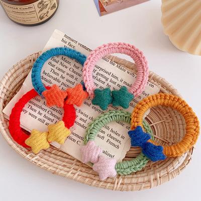 China Simple Korean Fashion Soft Cute Wavy Baby Colorful Elastic Hair Bands Rubber Cloth Hair Accessories For Women Girls for sale