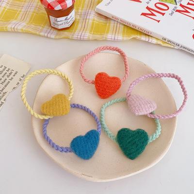 China Design Soft Colorful Heart Insti Hair Band Elastic Hair Band Charm Elastic Hair Ties For Girls for sale