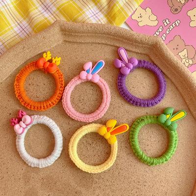 China Cheap Wide Soft Korean Design Frog Rabbit Ears Plush Soft Cute Animal Hair Tie for sale