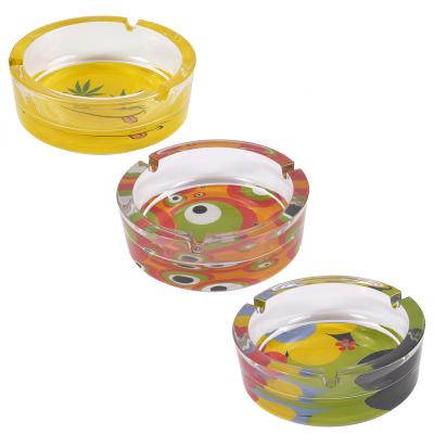 China JY307A CLASSIC customized cigar luxury round ashtray household office style glass ashtray glass ashtray for sale