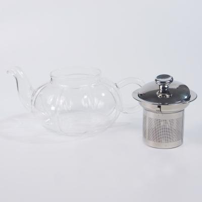 China Heat Resistant Reusable Tea Set Stocked Glass Teapot With Tea Infuser for sale