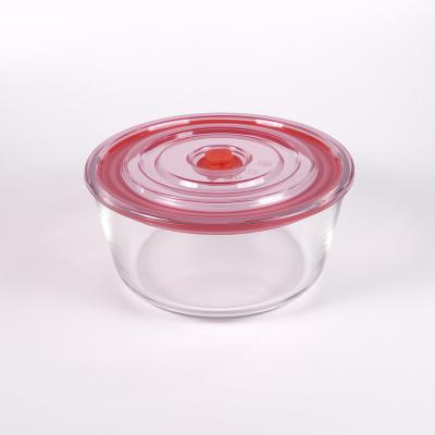 China Dlicsy Sustainable Glass Fresh Bowl Set Round Glass Salad Food Serving Bowl With Plastic Lid for sale