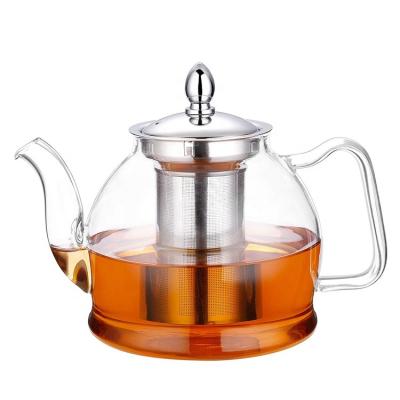 China Wholesale 950ml 1200ml Clear Tea Kettle Stocked Heat Resistant Glass Teapot with 304 Stainless Steel Infuser for sale